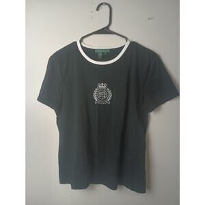 Lauren Active Ralph Lauren Black T-Shirt Embroidered Crown Crest‎ Medium